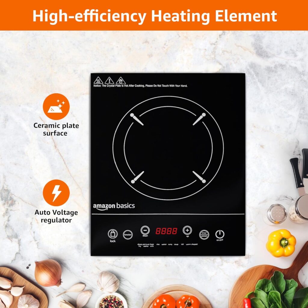 Amazon Basics AB-ICT-CB-2000 2000 Watts Crystal Polished Induction Cooktop